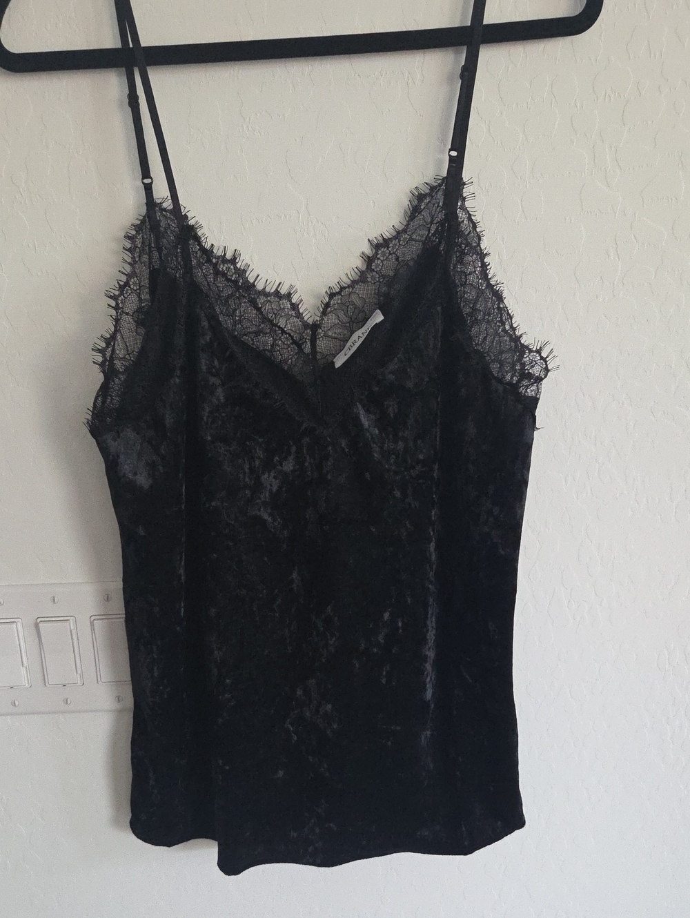 Black Velvet Lace-Trim Camisole